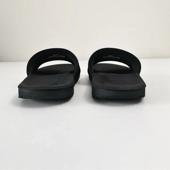 Nike Youth Black Slides with White Swoosh Logo ~ 2Y - Picture 6 of 8